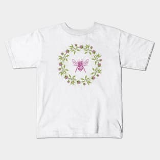 Wreath of honey clover flowers with bee Kids T-Shirt